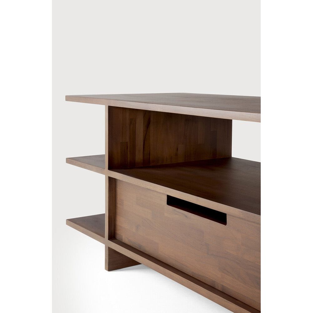 Find balance and symmetry in the Kabuki TV cupboard, available in durable varnished teak. Designed by the multitalented commercial artist Reynaldo Zapp, this item brings a sense of peace to the living space. Amethyst Home provides interior design, new construction, custom furniture, and area rugs in the Salt Lake City metro area