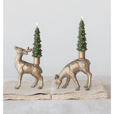 Antiqued Gold Reindeer Taper Holder