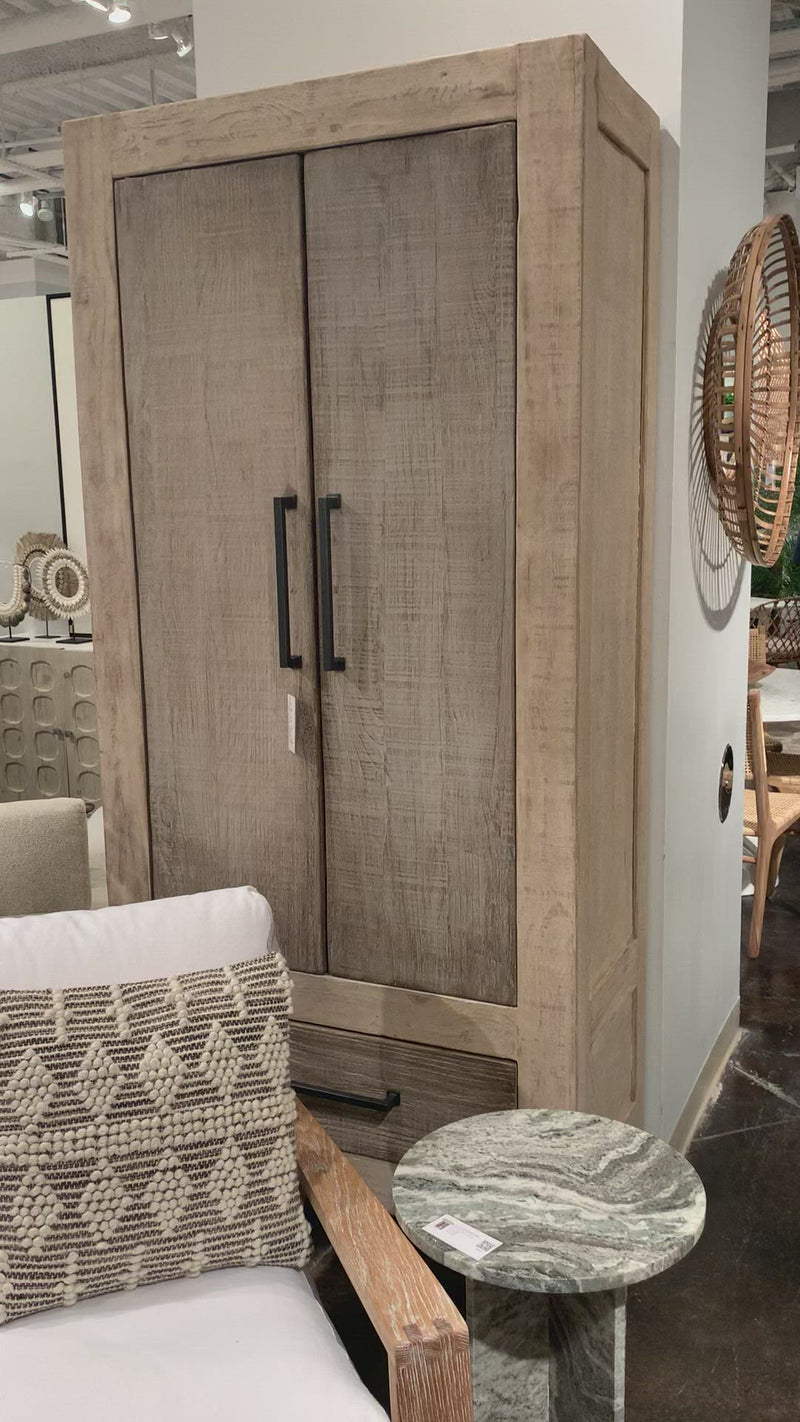 With three shelves and a drawer for ample space, this Bennett Cabinet brings is both beautiful and functional. We love the rustic appeal the reclaimed pine brings to the space.  Reclaimed Pine  White Grey Washed