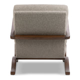 Inspired by vintage rocking chairs, the whimsical frame of this accent chair hugs removable plush feather foam-blend cushions on a webbed suspension style construction for true sink-in comfort. Cushions are upholstered in a new Turkish-made fabric made from 100% recycled olefin yarns with a tweed-like texture and feel Amethyst Home provides interior design, new home construction design consulting, vintage area rugs, and lighting in the San Diego metro area.