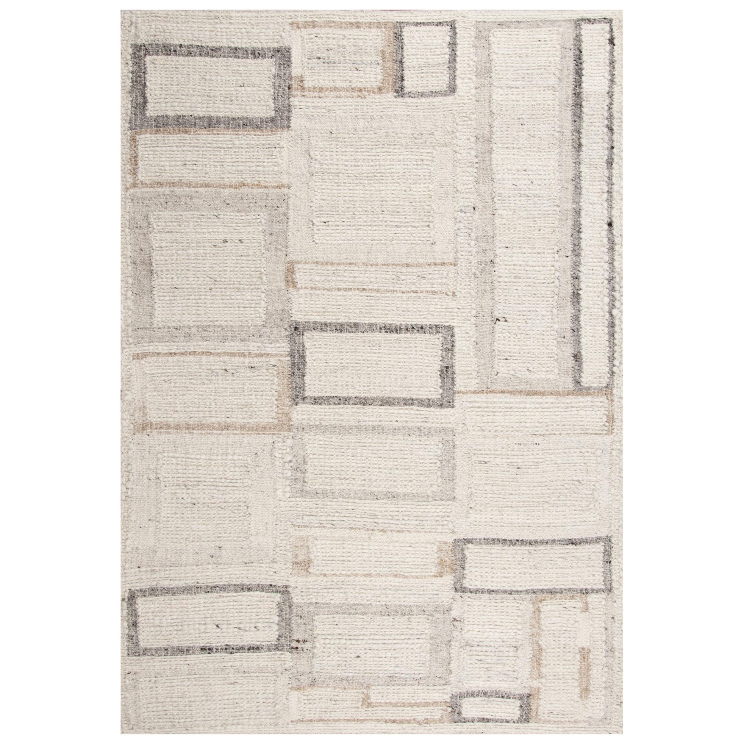 Bring interesting neutral Dhurrie drama to your transitional contemporary decor with this piece. The Rizzy Home Nova Ivory, Beige, and Grey Hand-woven Dhurrie Rug is hand-woven and hand-serged with ivory, beige, and grey select colors of hand-spun 90-percent wool and 10-percent cotton fibers. Make a statement in your space with this stunning rug. Amethyst Home provides interior design, new construction, custom furniture, and area rugs in the Seattle metro area.